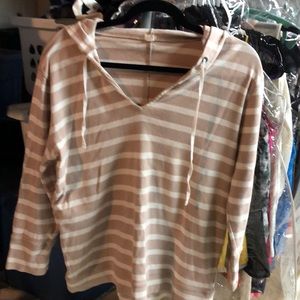J.Crew tan and cream striped hoodie